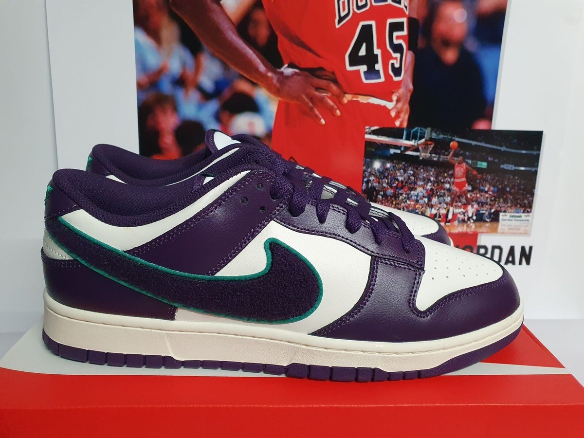 Nike DUNK LOW Chenille Swoosh Grand Purple Men's UK 11.5 EUR