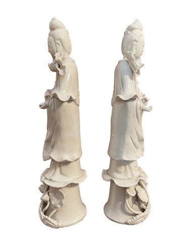 Coppia di Guanyin, statue in ceramica, Cina, XIX secolo - Imagen 2 de 5