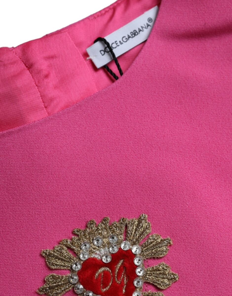 DOLCE & GABBANA Kids Dress Pink Heart Embroidery Shift s DOLCE & GABBANA Kids Dress Pink Heart Embroidery Shift s
