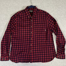 Eddie Bauer Check Flannel Shirt Mens XL Red Blue Outdoor Button Down