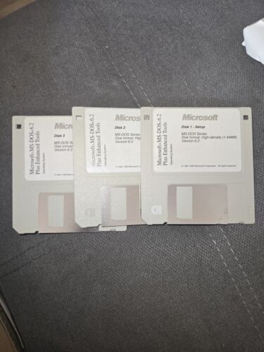 Microsoft MS-DOS 6.22 - Installer Floppy Disks 1,2,3 - 3.5" 1.44MB - DOS 6.2