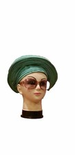 Aso-Oke African Headtie Auto Gele, Green Stoned Ready Made Gele Fabric