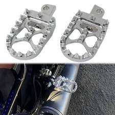 Chrome Wide Fat Foot Pegs MX Style Footpegs For Harley Dyna Sportster Iron 883