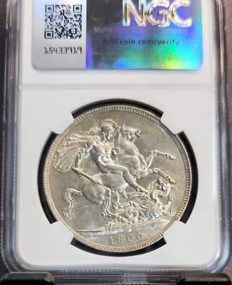 1900 GREAT BRITAIN SILVER 1 CROWN QUEEN VICTORIA NGC MS 61 SCARCE