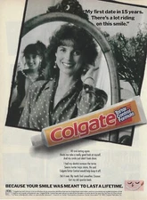 1990 Colgate Toothpaste Tartar First Date vintage print ad 90's advertisement