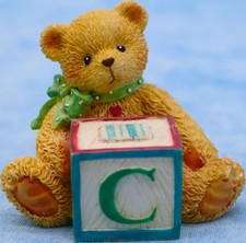 Cherished Teddies Christopher Alphabet Block  C  Bear Figurine 1995 Enesco