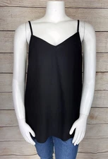 TORRID 3 Women's Deep Black Textured Studio Knit Swing Cami Tank V-Back 3X EUC