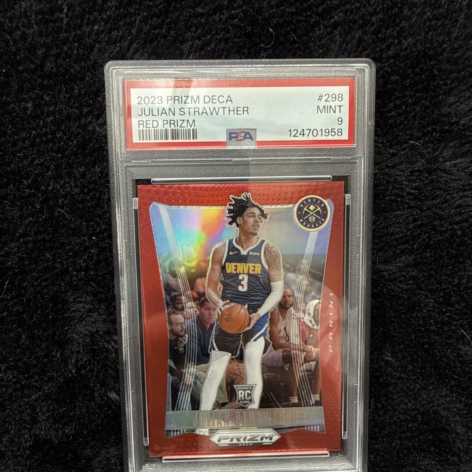 PSA 9 2023-24 Panini Prizm Deca #298 Julian Strawther Prizms Red #/199
