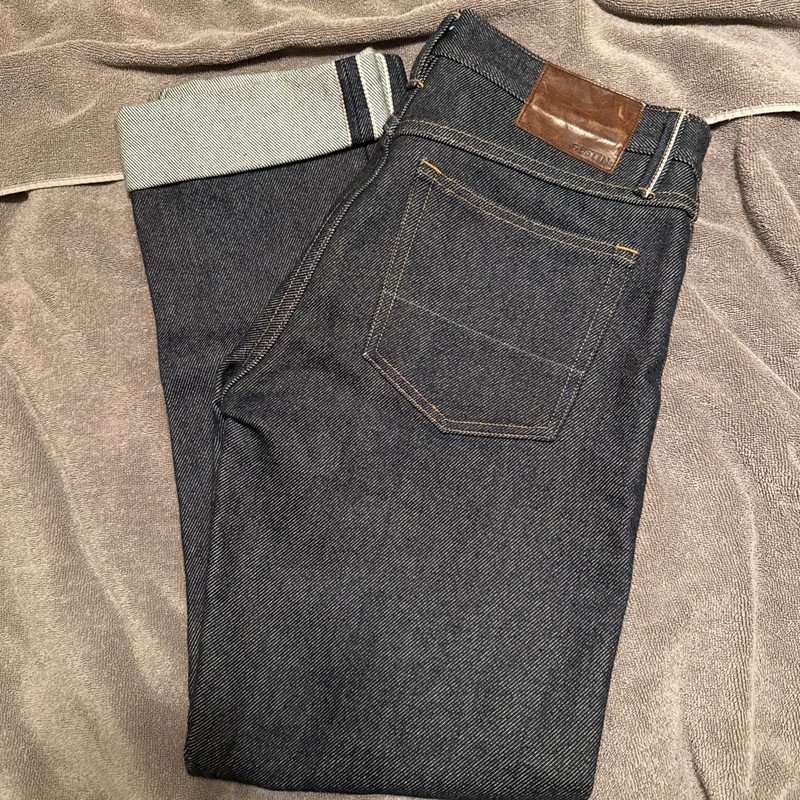 Gustin#17 Selvedge Japanese Super Heavy Denim  Dark Wash Button Straight Sz 33