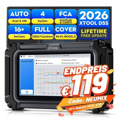 XTOOL D5S OBD2 Diagnosegerät Fahrzeugdiagnosegerät Fehlercode-Lesegerät 16 Reset