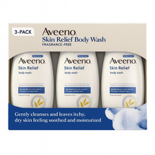 Aveeno Skin Relief Body Wash 18 fl oz 3-Pack Fragrance-Free Soothes Moisturizes