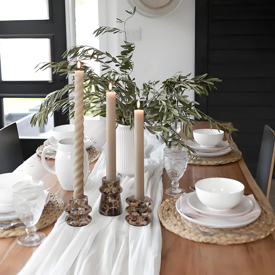 Мраморный подсвечник набор из 3 конусообразных подсвечников мантии свечи стойка для... - Изображение 4 из 4