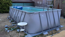 Intex Quick-Up-Pool rechteckig grau mit Leiter …