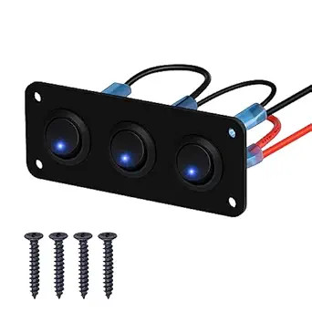 3 Gang Rocker Toggle Switch Panel, DC 12V 20A Blue LED Switch Pa Style: Style2