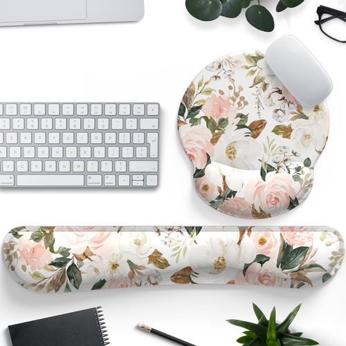 Pink Flower Desktop Mat Aesthetic Wrist Support Keyboard Mouse Wrist Rest Set, C - 第 8/12 張圖片