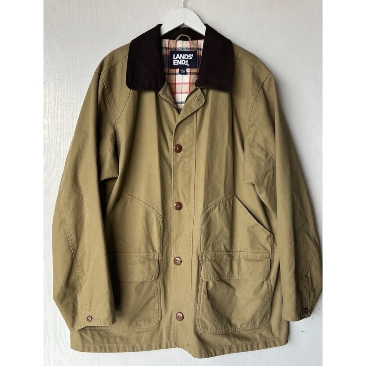 Lands End Chore Jacket Men's XXL Tall Brown Barn Coat Cotton