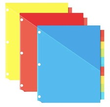 24 PCS Multicolor Binder Dividers with 2 Pock...