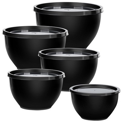 Greentainer 5-Piece Plastic Mixing Bowls with Lids Set for Kitchen, Nesting B...