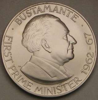 JAMAICA 1 Dollar 1974 FM Matte Copper Nickel Bustamante aUNC 19