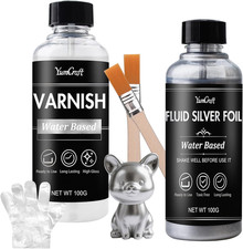 Liquid Silver Leaf Paint, Water-Based Silver Gilding 100Ml & Gloss Varnish 100Ml