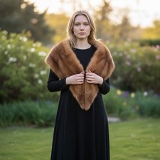 Vintage Genuine Mink Fur Stole / Wrap / Shawl Brown, with Detachable Collar Read