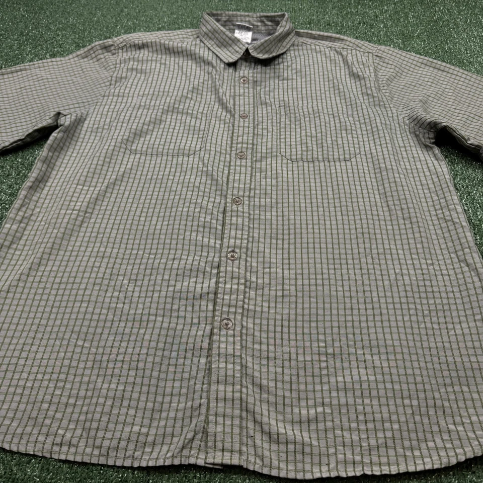 Винтажная рубашка Y2K Billabong на пуговицах мужская размер L серая зеленая с коротким рукавом для серфинга - Изображение 3 из 4