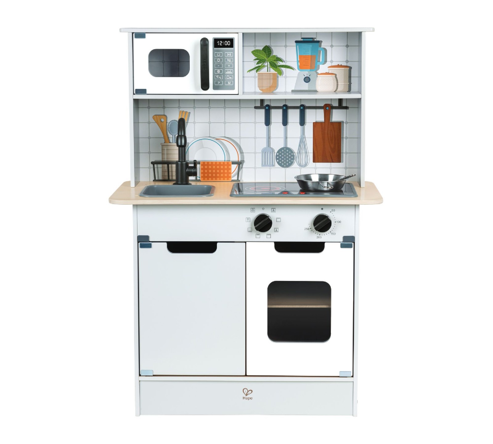 Cuisine en bois interactive avec plaques sonores pour petit cuisinier