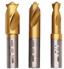 3Pcs HSS CO Spot Weld Drill Bit Set 6.5/8/10mm Titanium Plated Countersink Bits