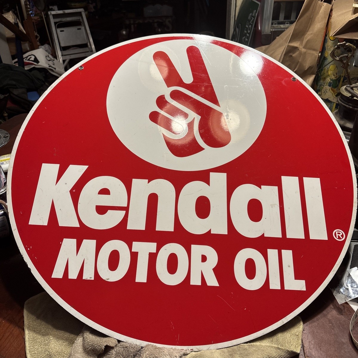 vintage kendall motor oil sign 24”D | eBay