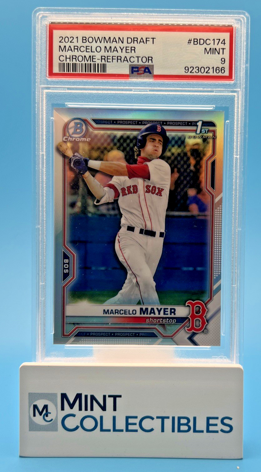 Marcelo Mayer 2021 Bowman Draft Chrome Refractor #BDC-174 Rookie Card PSA 9 MINT