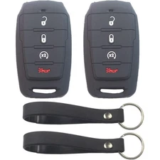 2Pcs Black Rubber Silicone 4 Buttons Smart Key Fob Cover Case Skin Protector
