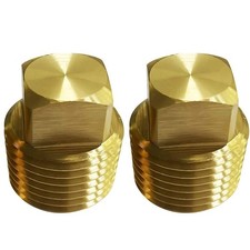 1/2" NPT Solid Brass Drain Plugs commonly Used in Boat Hulls, 2 Pack Yellow