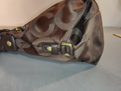 Coach Brooke Hobo brown canvas Op Art 14147  purse Leather/ Gold Hardware - Picture 13 of 20