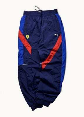 Men s Puma Ferrari F1 Racing Swishy Trackpants Sz M Blue Drawstring