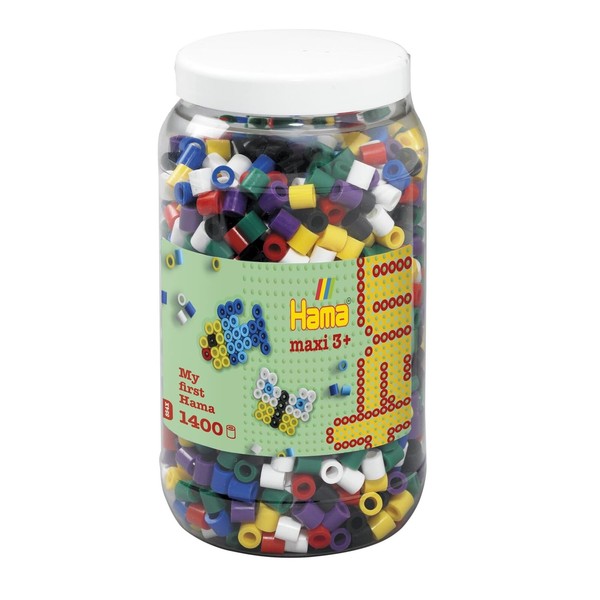 Hama Perlen 8540 BüGelperlen Dose Mit Ca. 1.400 Maxi Bastelperlen Mi (Us Import)-image