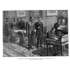 SERBO-BULGARISCHER KRIEG König Mailand unterzeichnet den Frieden mit Bulgarien alter Druck 1886