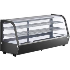 60" Black Refrigerated Countertop Bakery Display Case with LED Lighting