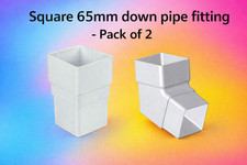Square 65mm  Gutter Pipe Fitting- Guttering Drain  Down Pipe Rainwater Connector
