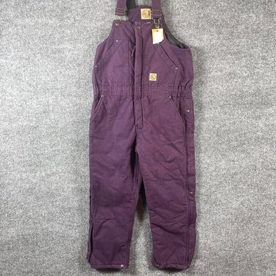 Berne Overalls Bibs Youth Large Womens Small Purple Canvas Insulated Outdoors