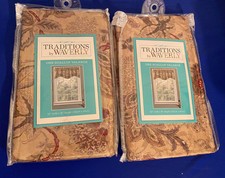 2 Waverly Navarra Scallop Valances 52x16 Rod Pocket Floral Curtain NEW