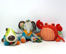 SKIP HOP Lot 3 Baby Activity Plush Elephant Crab Puppy Dog Rattle Teether Chime