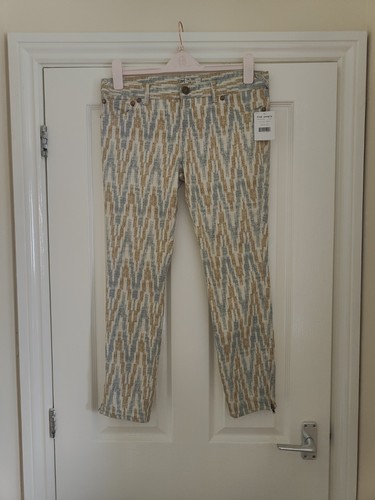 Free People Jeans Womens 29W Straight Aztec Zig Zag Ankle Zipper - Picture 1 of 15