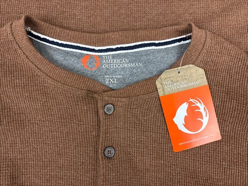 New The American Outdoorsman Men 2XL Copper Heather Henley Pullover Stretch $50 - Picture 7 of 9