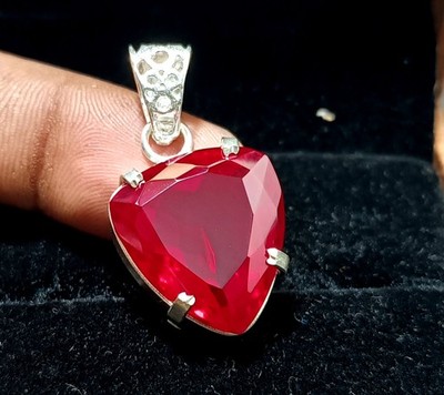 44.85 CT GIE Certified Natural Red Ruby 925 Solid Silver Pendant Loose Gemstone