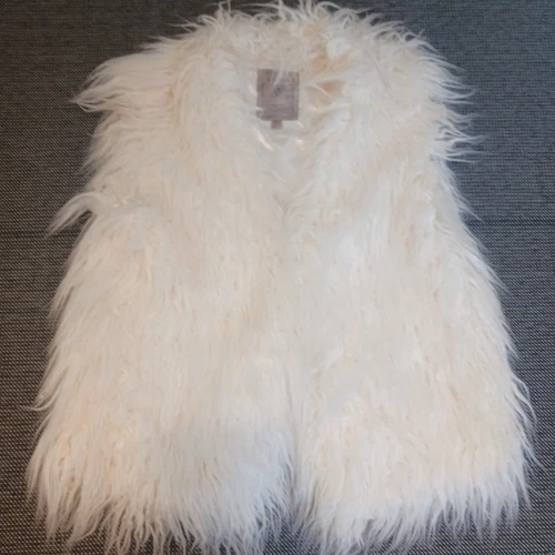 OFF WHITE Giubbotto giubbotto pelliccia sintetica Guess giacca bianco sporco donna taglia S