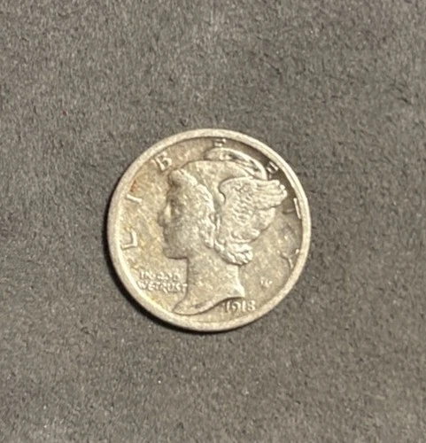 1918 S Mercury Dime 90% Silver VG/F 10c San Francisco Mint .900 Fine