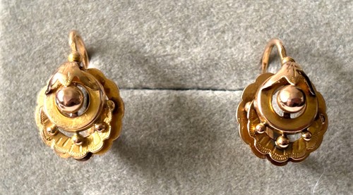 Antique French Victorian Edwardian 18k Rose gold Earrings