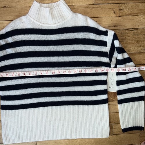 NWT Joie 100% 2 Ply cashmere sweater size XS stripped ivory blue Boxy Cozy XS - Picture 7 of 12