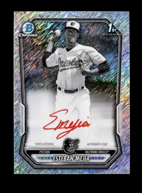 2026 Bowman Baseball Esteban Mejia 1st Red Ink Black White Shimmer Auto SSP
