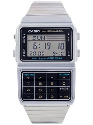 Casio Data Bank DBC-611-1DF Taschenrechner Uhr Silber Vintage Retro Japan Neu